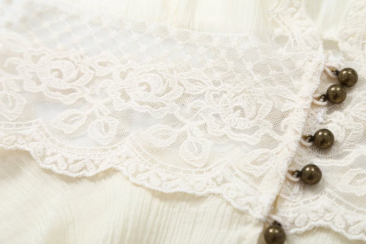 Women's lace patchwork V-neck top
