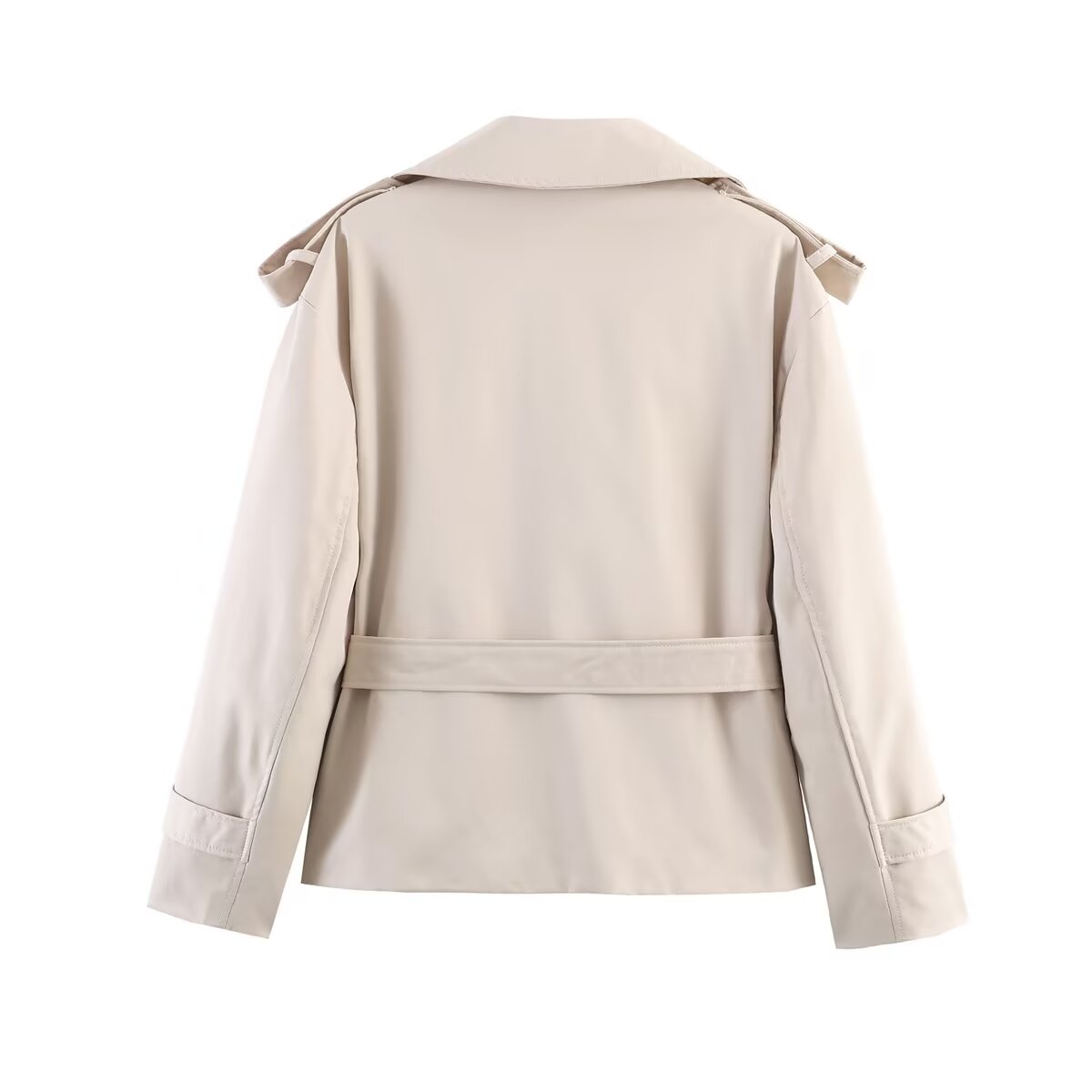 Women's with Belt large lapel windbreaker Coat