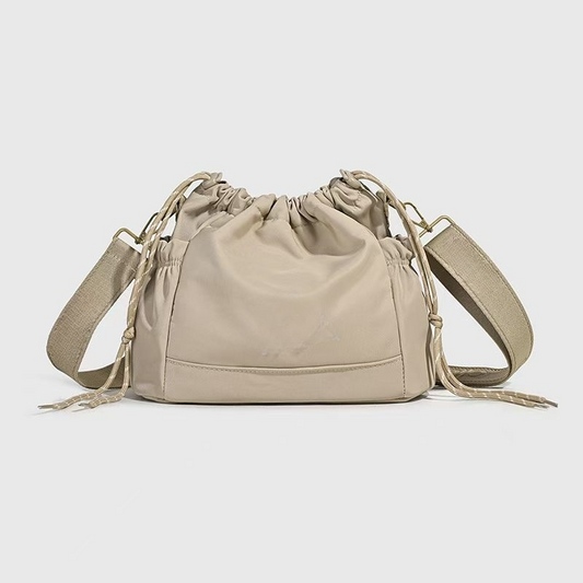 Women's new Joker drawstring wide shoulder strap crossbody bag