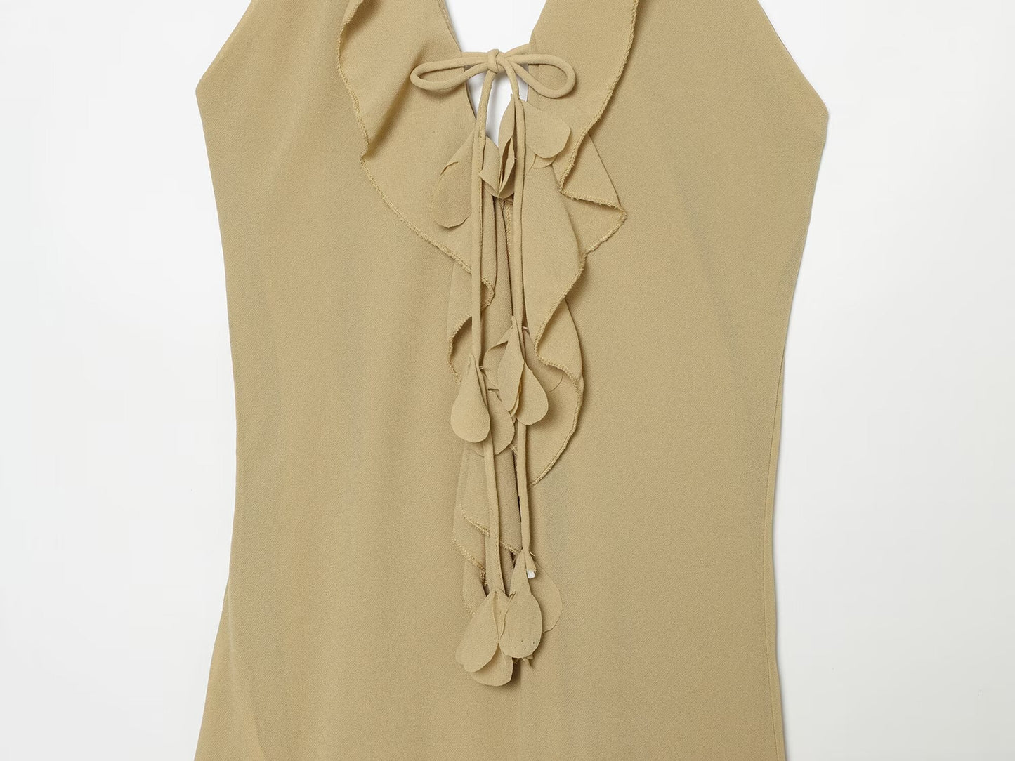 Women's asymmetrical hem hanging neck dress