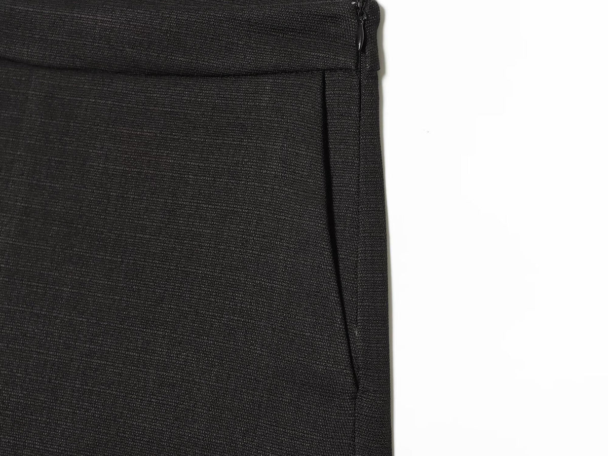 suit Women's 2 pieces button decoration slim black vest+culottes