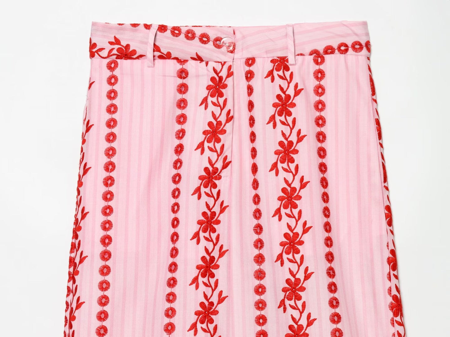 Women's casual hollowed out embroidered pants