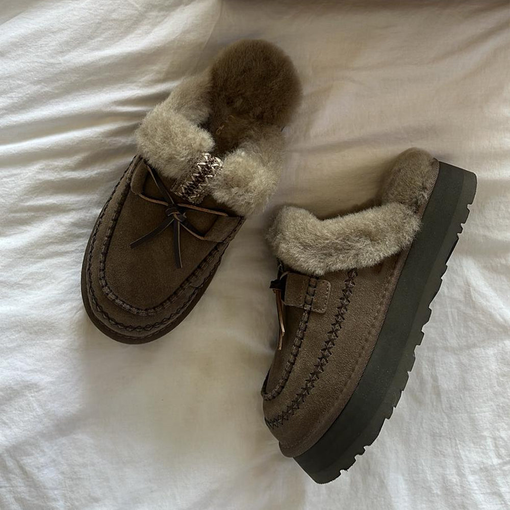 Women's thick-soled warm and velvet slippers in autumn and winter