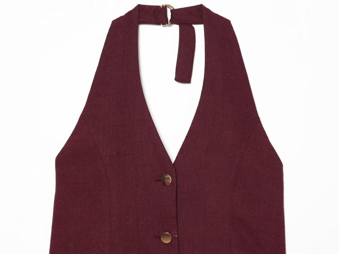 suit Women's 2 pieces linen blended halter neck vest+Shorts