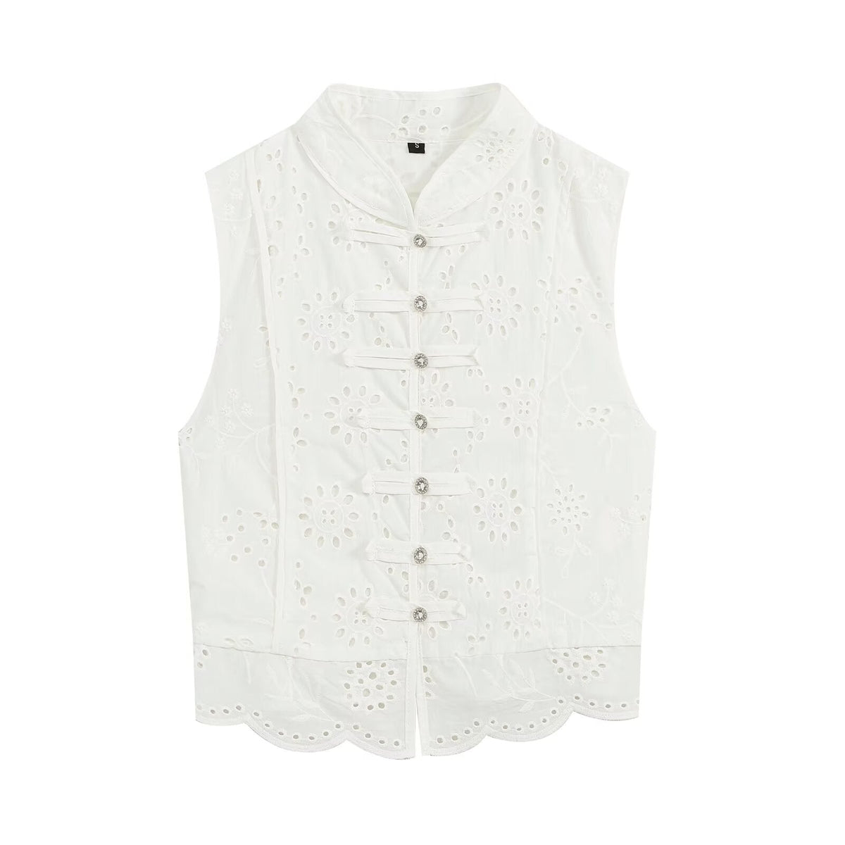 suit Women's 2 pieces artificial jewelry buckle hollow embroidery top+skirt