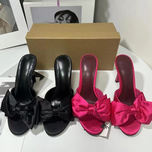 2026 New Women's Shoes - Large Bow Embellished Stiletto Sandals