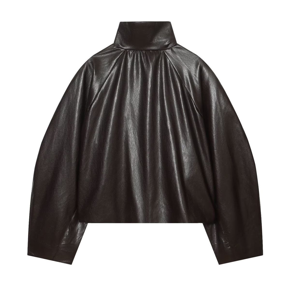 Women's leather effect pleated jacket