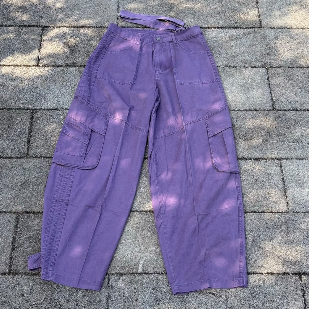 Women's new retro multi-pocket suspenders sweatpants