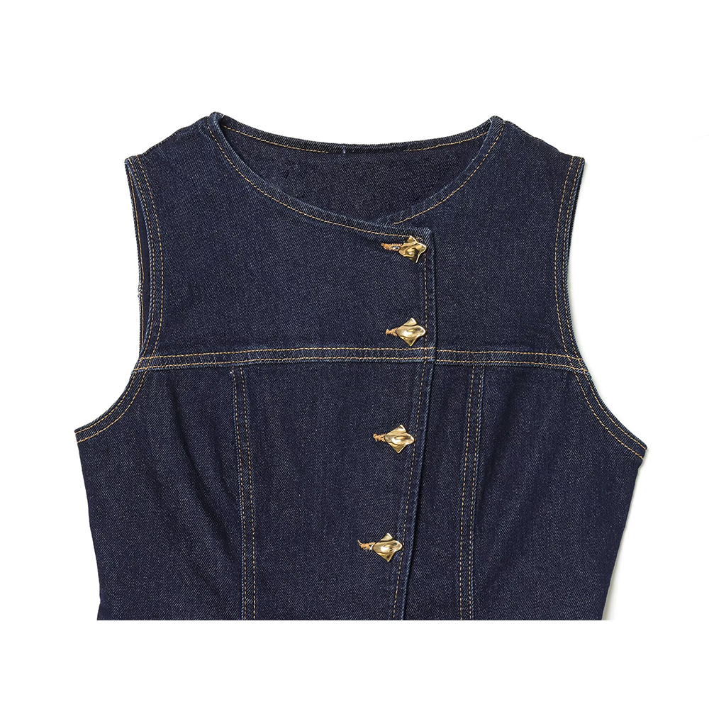 Women's slim single breasted denim vest