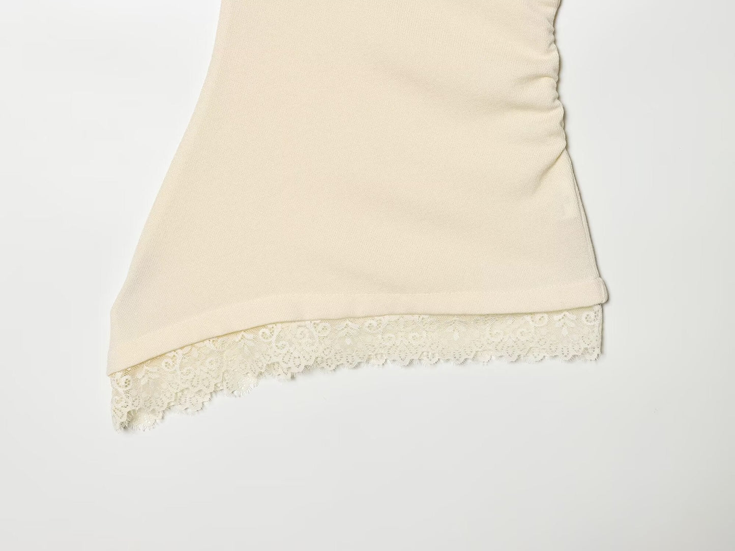 Women's pleated lace asymmetrical top
