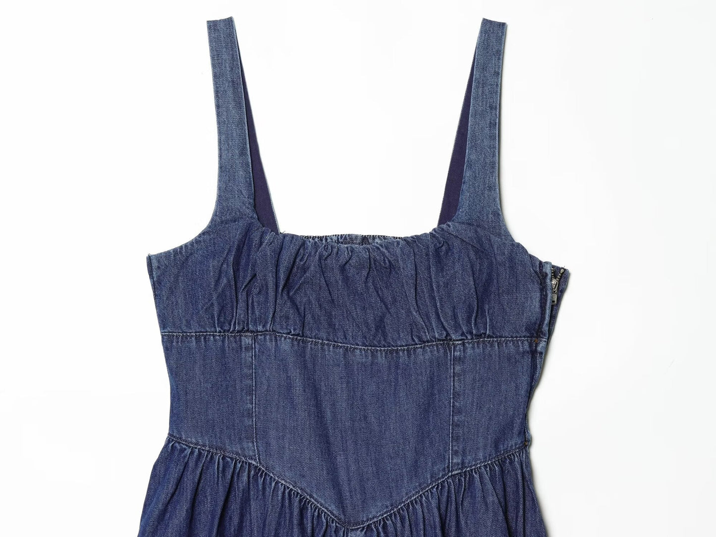 Women's sleeveless backless denim MIDI dress