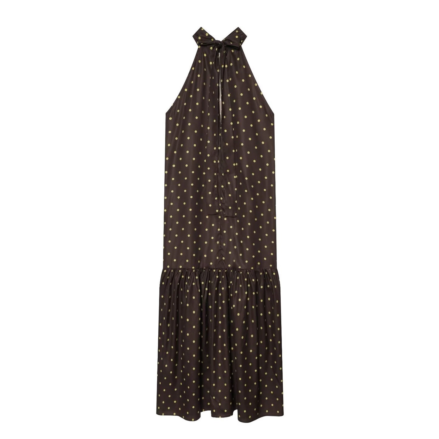 Women's polka dot hanging neck MIDI dress