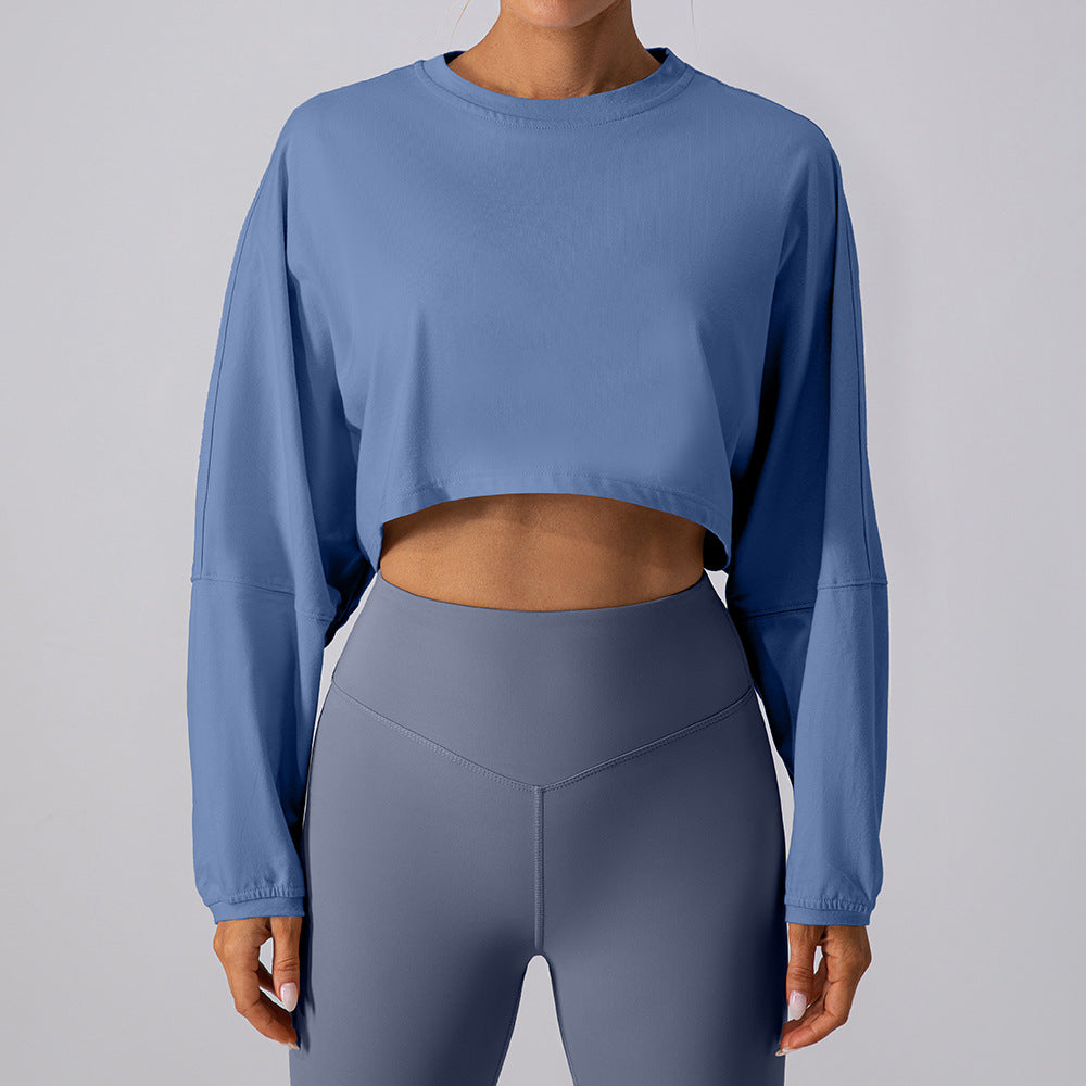Women's New Fashion Joker T-shirt Sports Short Bottoming Shirt Yoga Running Loose Long-sleeved Shirt