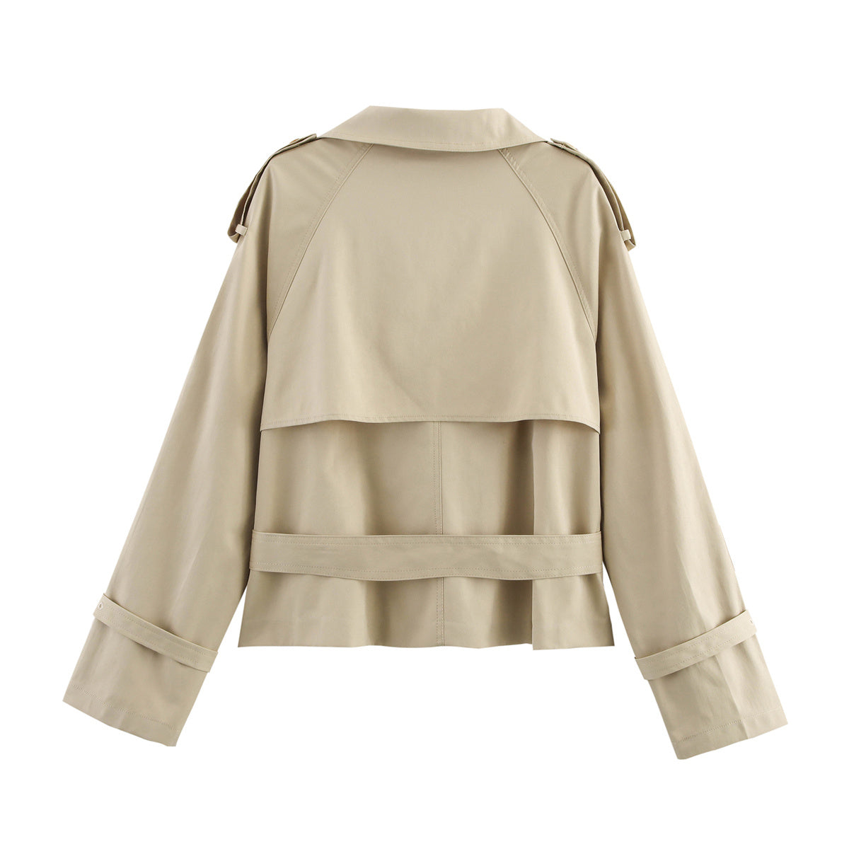 Women 2025 New Long-sleeved Short trench coat with belt and buttons