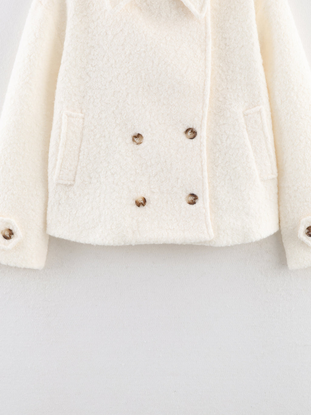 Women 2025 New Fashion Long-sleeved boucle fleece coat