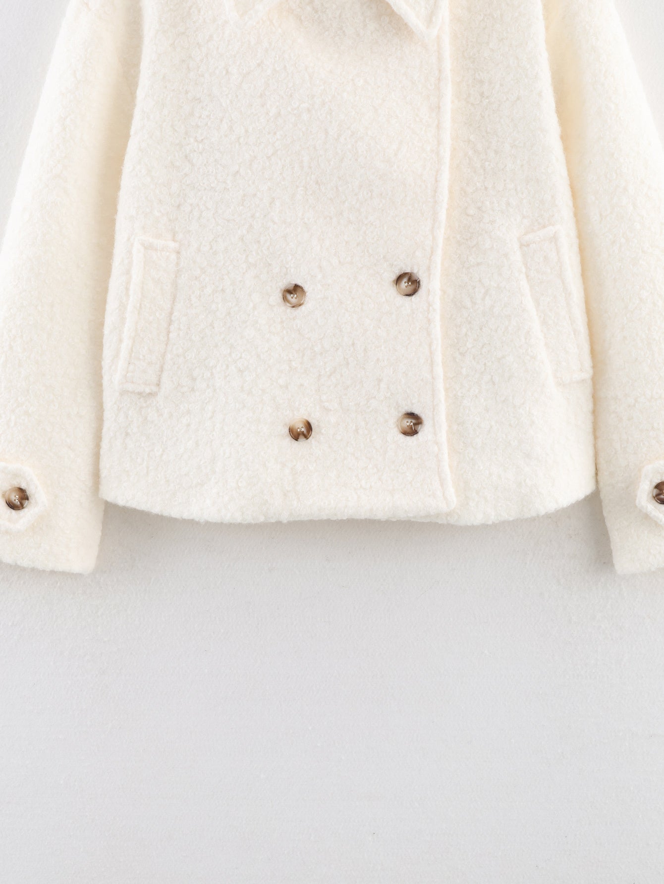 Women 2025 New Fashion Long-sleeved boucle fleece coat