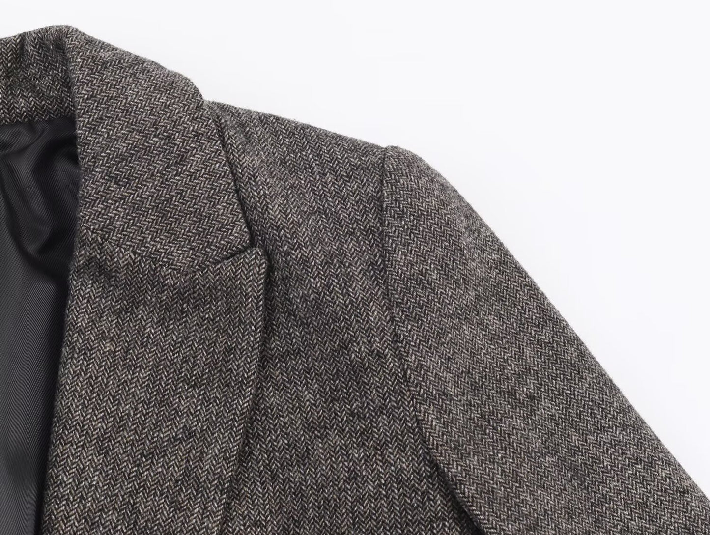 Women's loose herringbone wool blend Blazer Coat