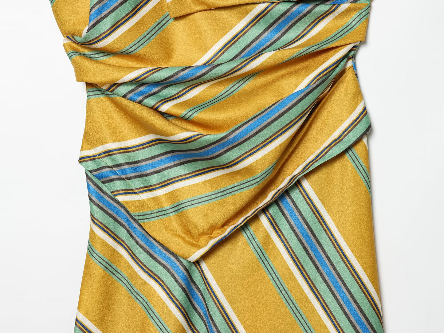 Women's asymmetrical striped suspender MIDI dress