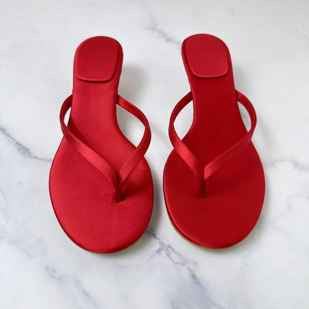 2026 New Women's Shoes Round Toe High Heel Thong Mid-Heel Open Heel Sandals
