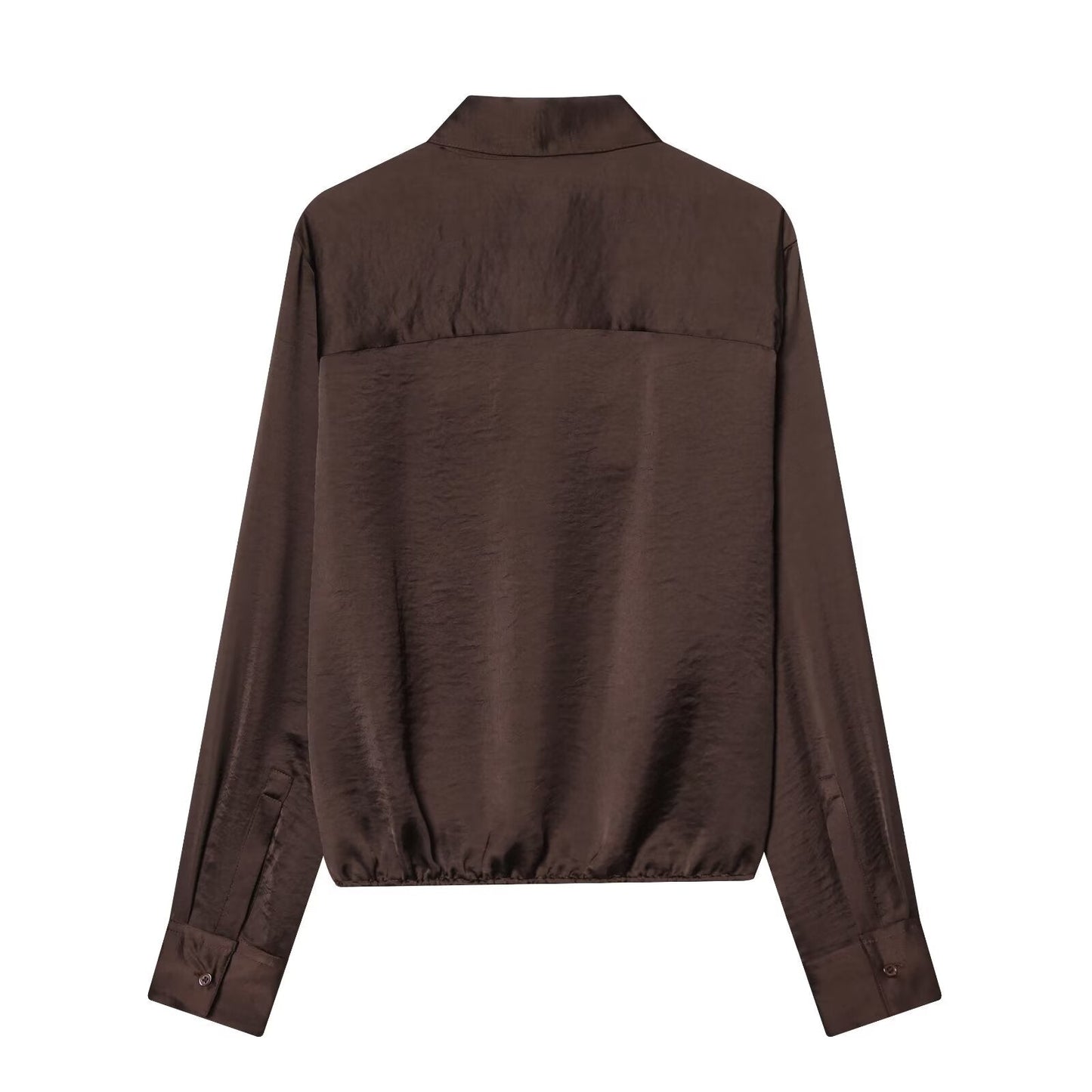 Women's with drawstring satin textured shirt