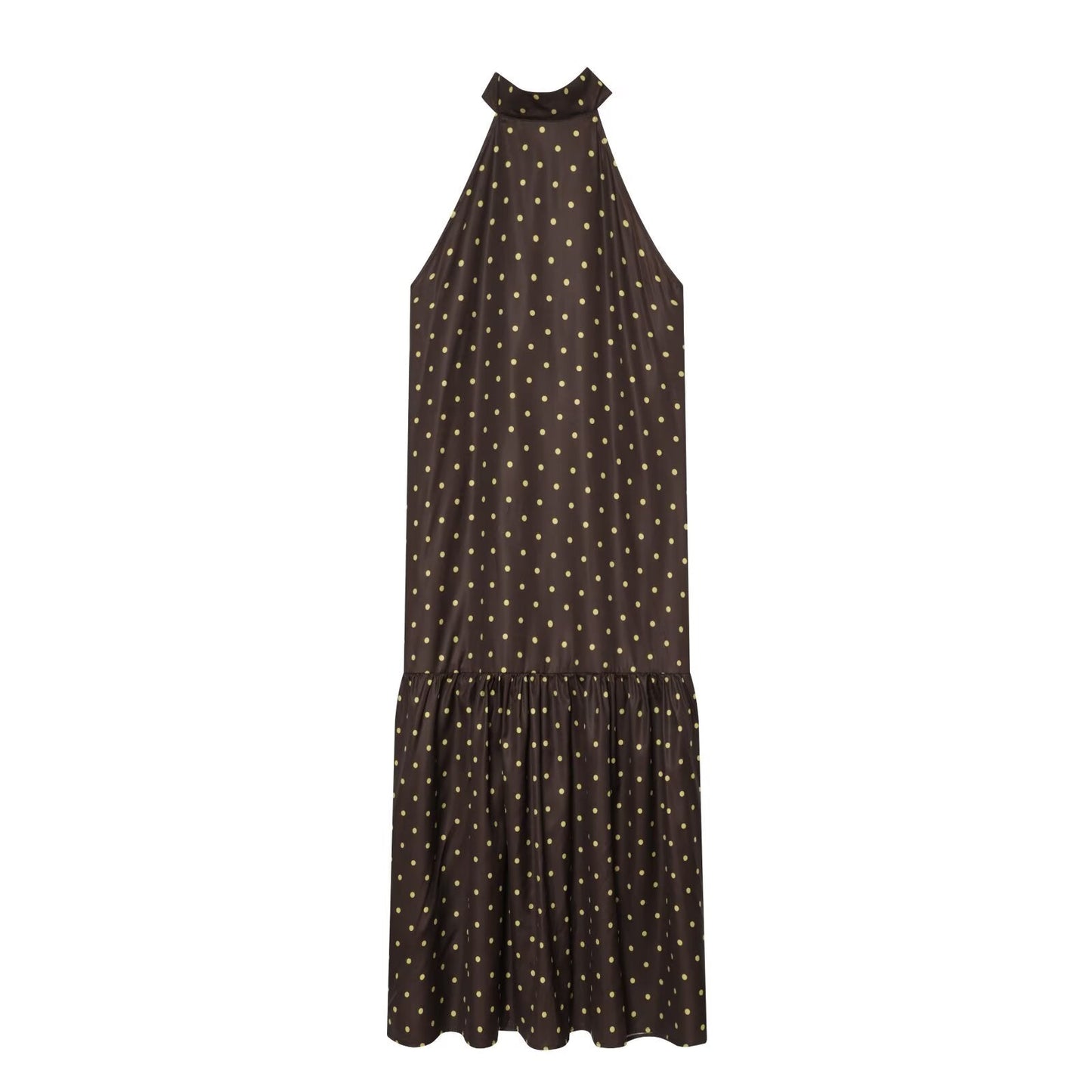 Women's polka dot hanging neck MIDI dress
