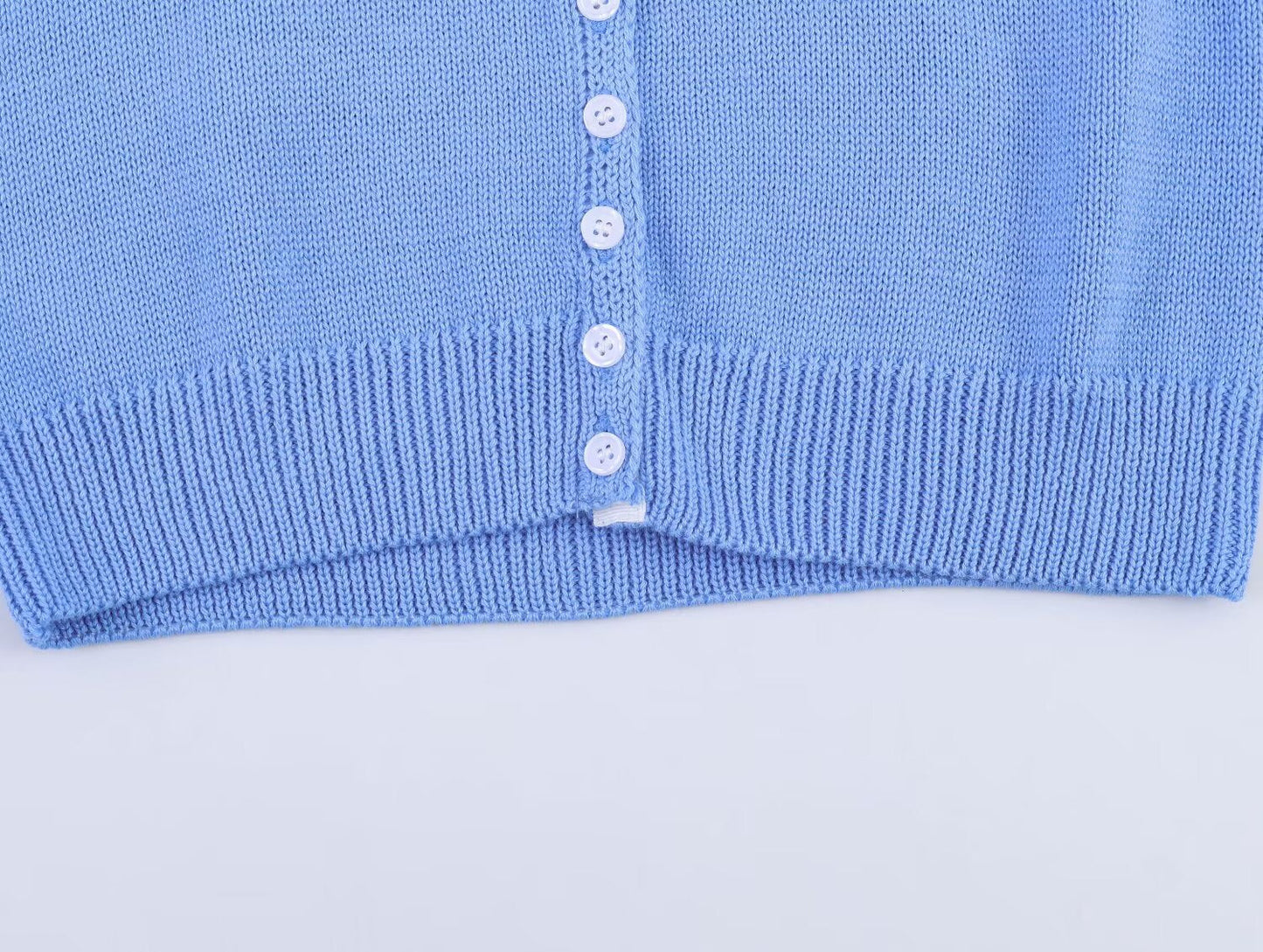 Women's O Neck bubble short sleeved knitted Coat