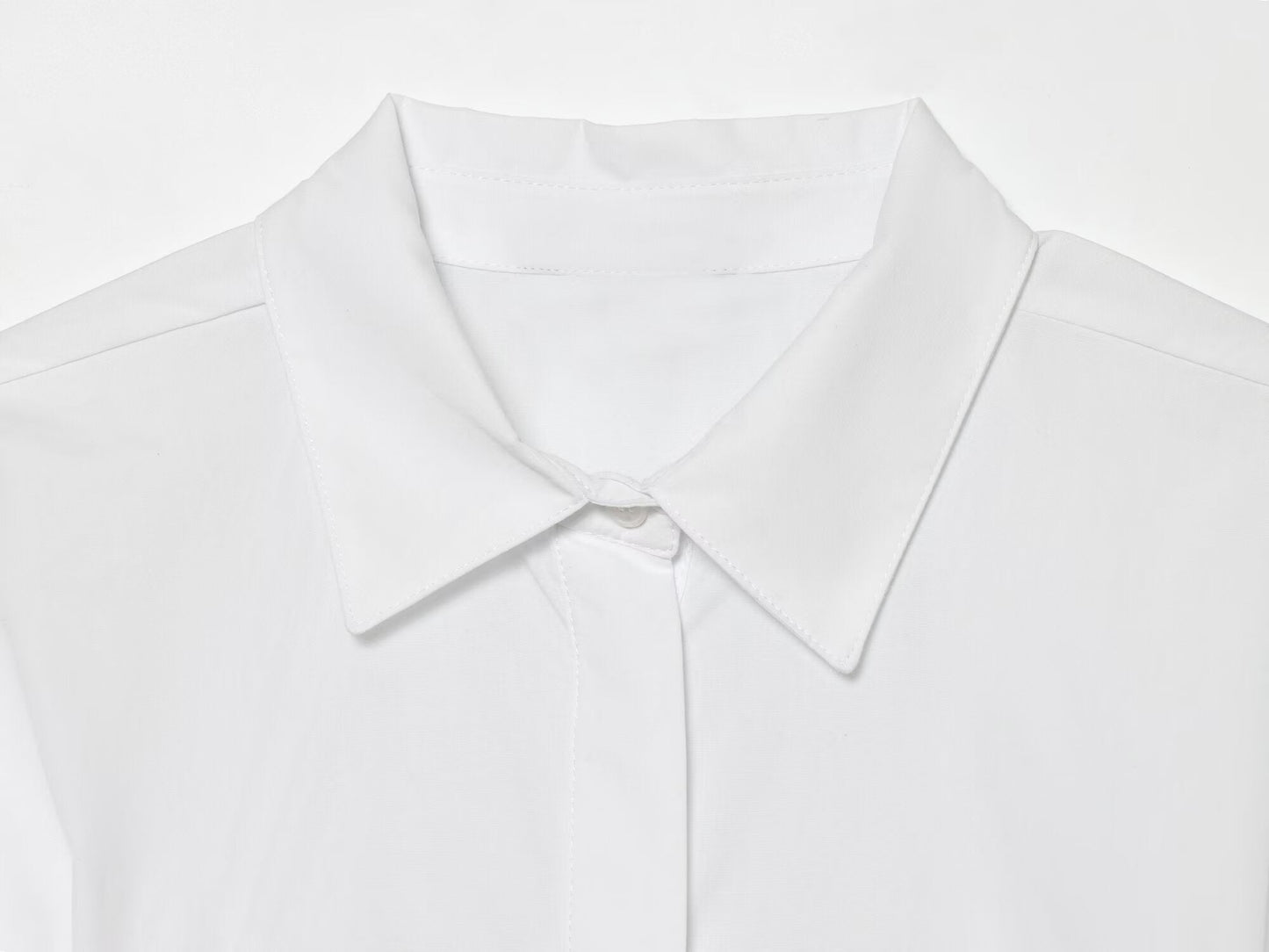 Women's skirt style hem bubble sleeve shirt