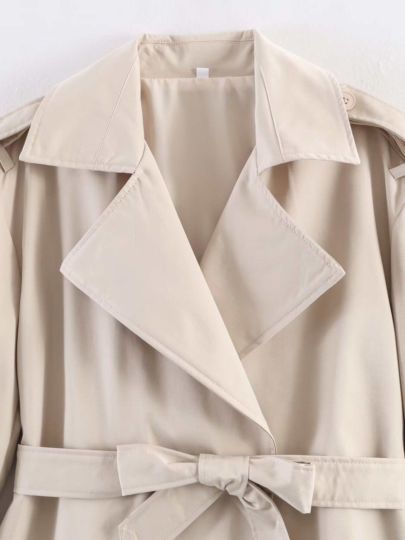Women's with Belt large lapel windbreaker Coat