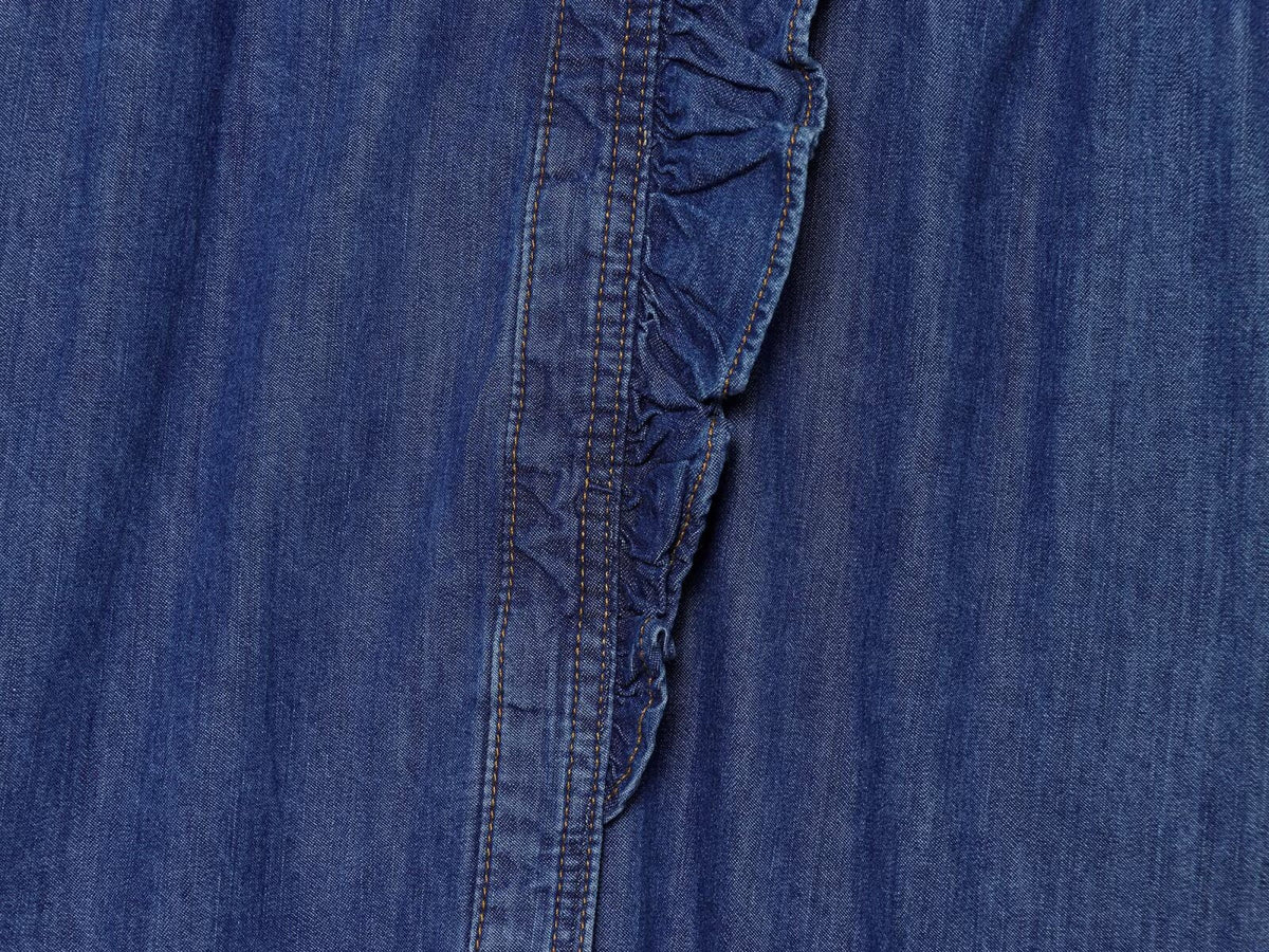 Women's pleated decorative casual denim shirt