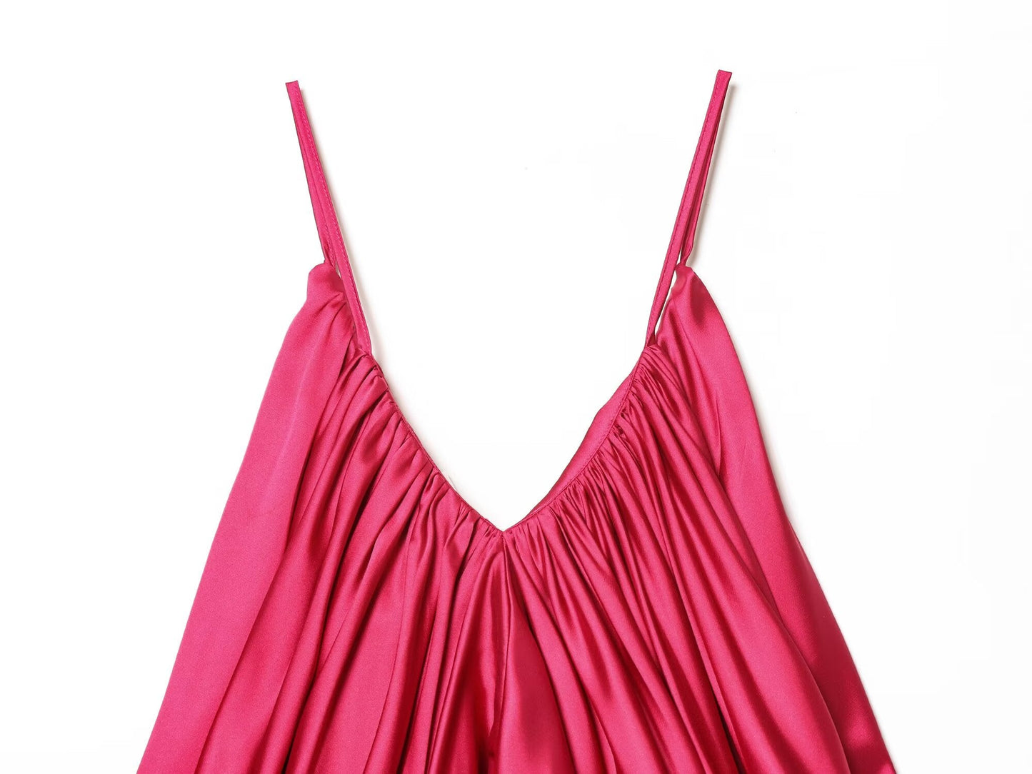 Women's satin textured pleated suspender top