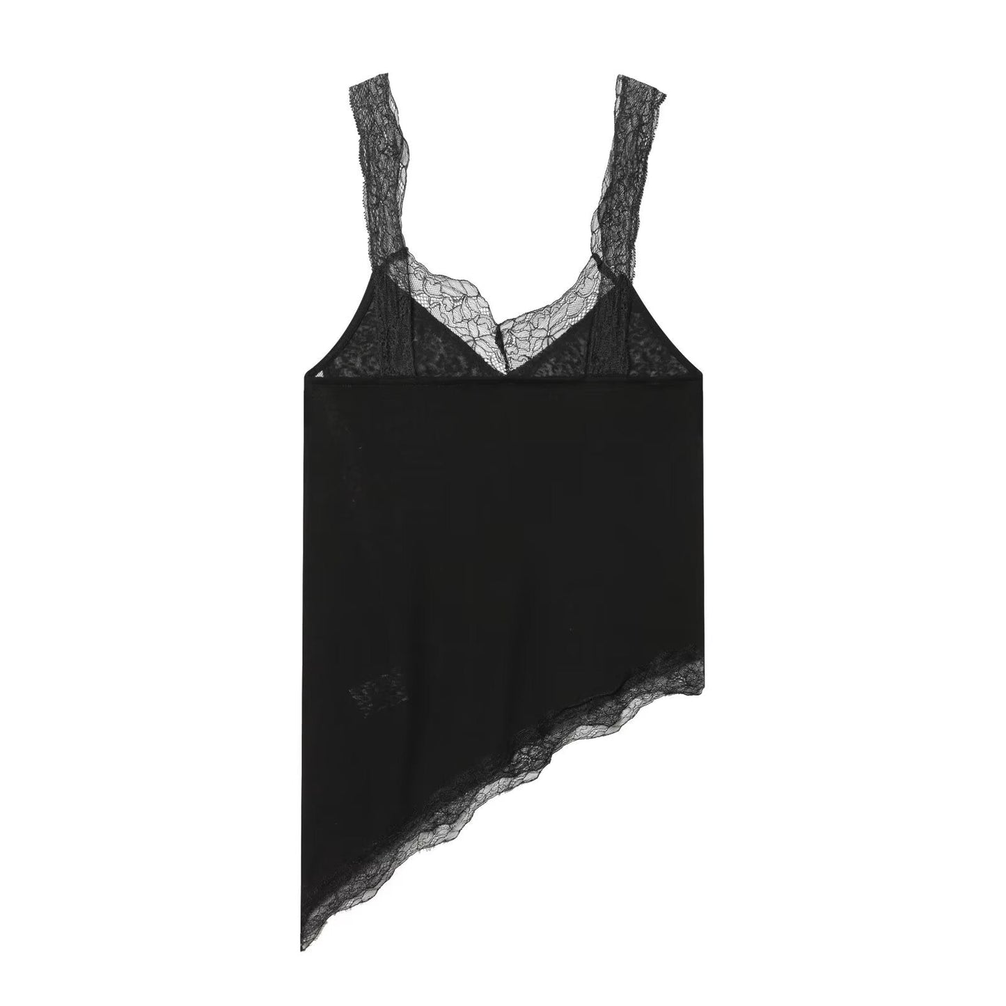 Women's lace asymmetrical cotton top