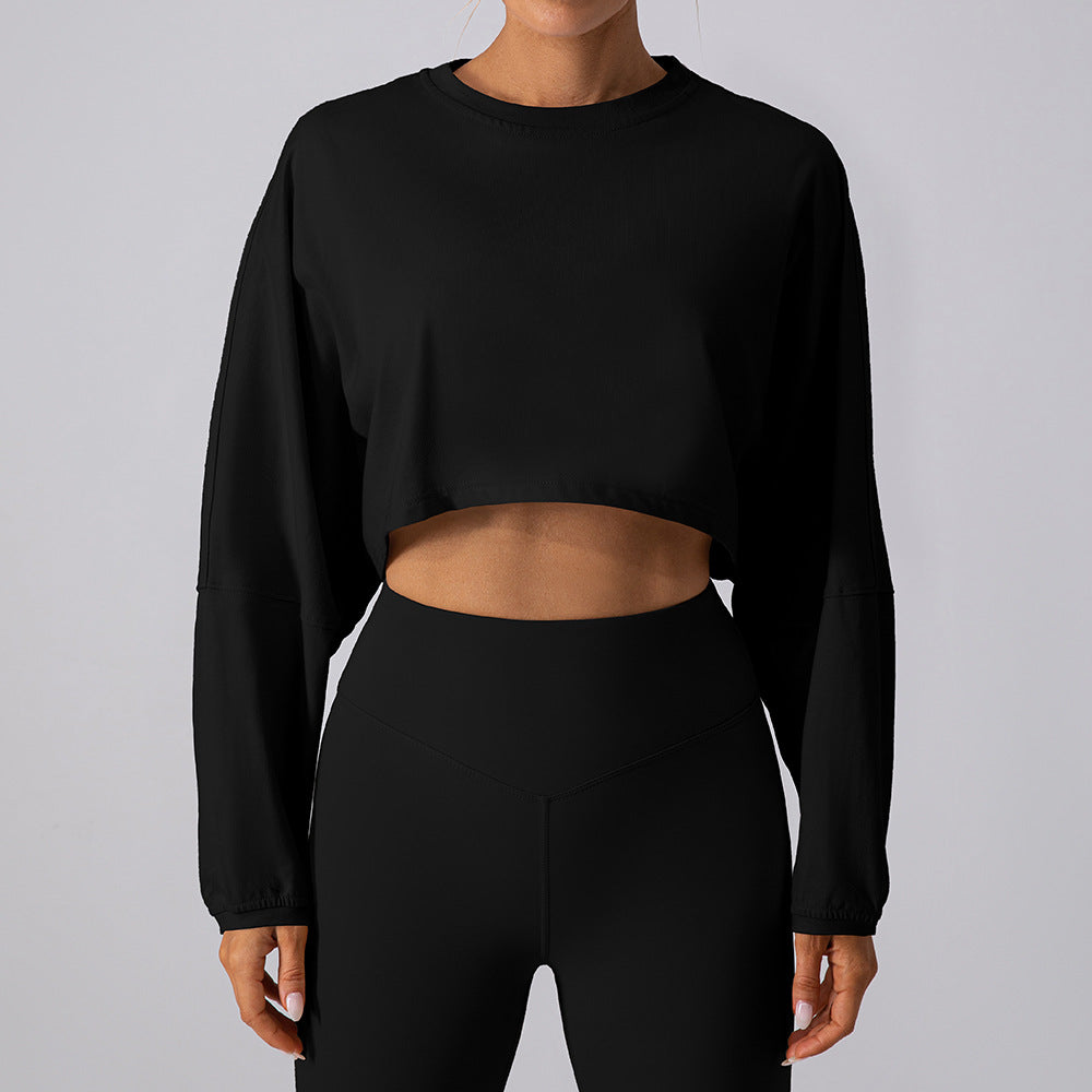 Women's New Fashion Joker T-shirt Sports Short Bottoming Shirt Yoga Running Loose Long-sleeved Shirt