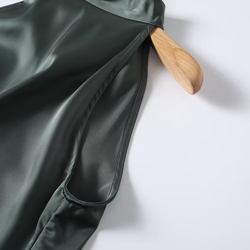 Women's satin textured hanging neck top