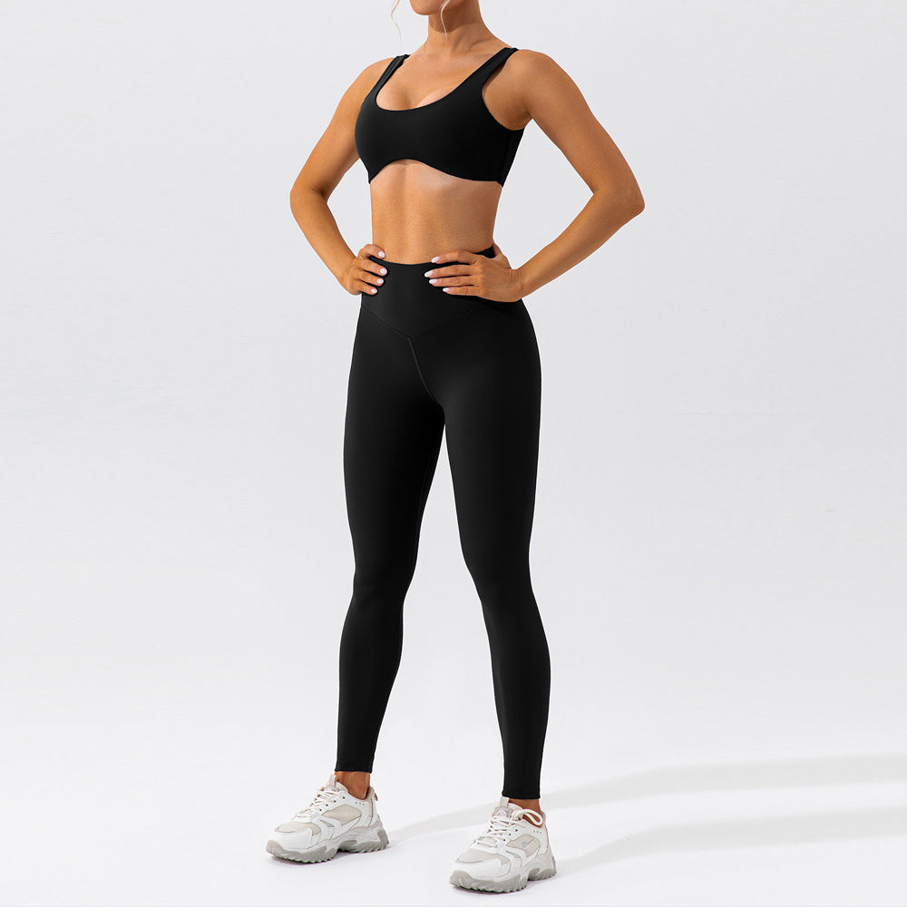 Women's Nude Hip Lift Yoga Suit Women's Quick-dry Running Beauty Back Fitness Suit