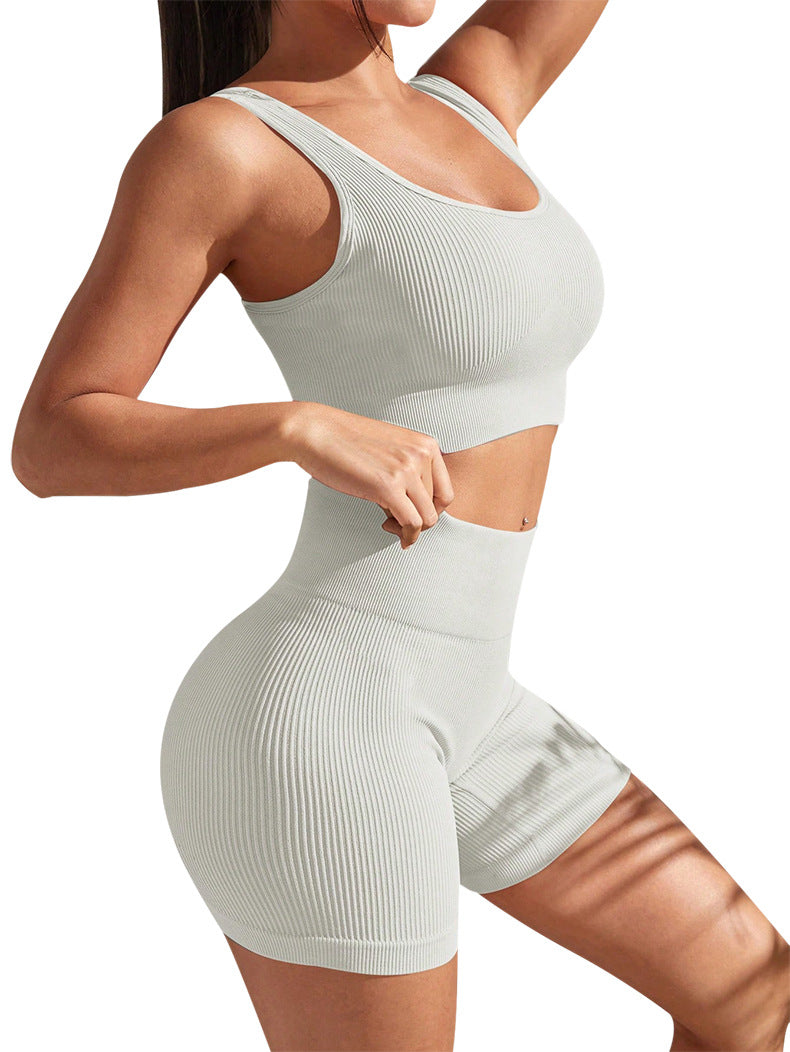 Women's New Seamless Yoga Sports Jacket Quick-drying Moisture Absorption High Waist Hip Yoga Pants Suit
