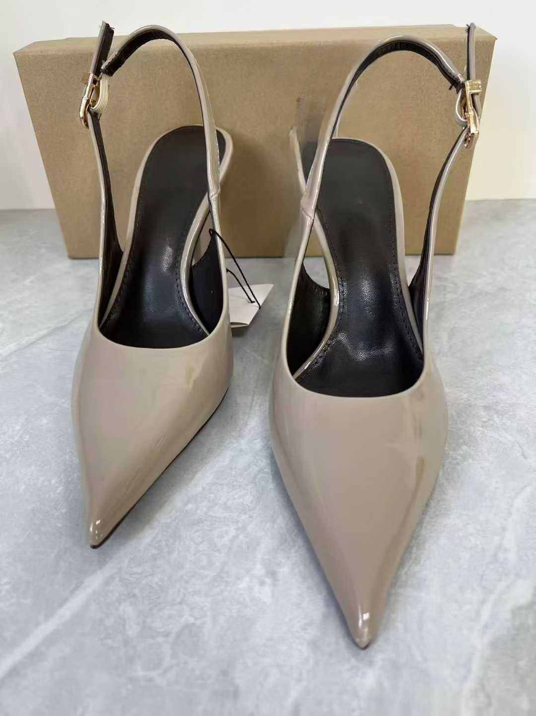 New style high-heeled stiletto shoes with a low-cut design and a back strap versatile women's shoes