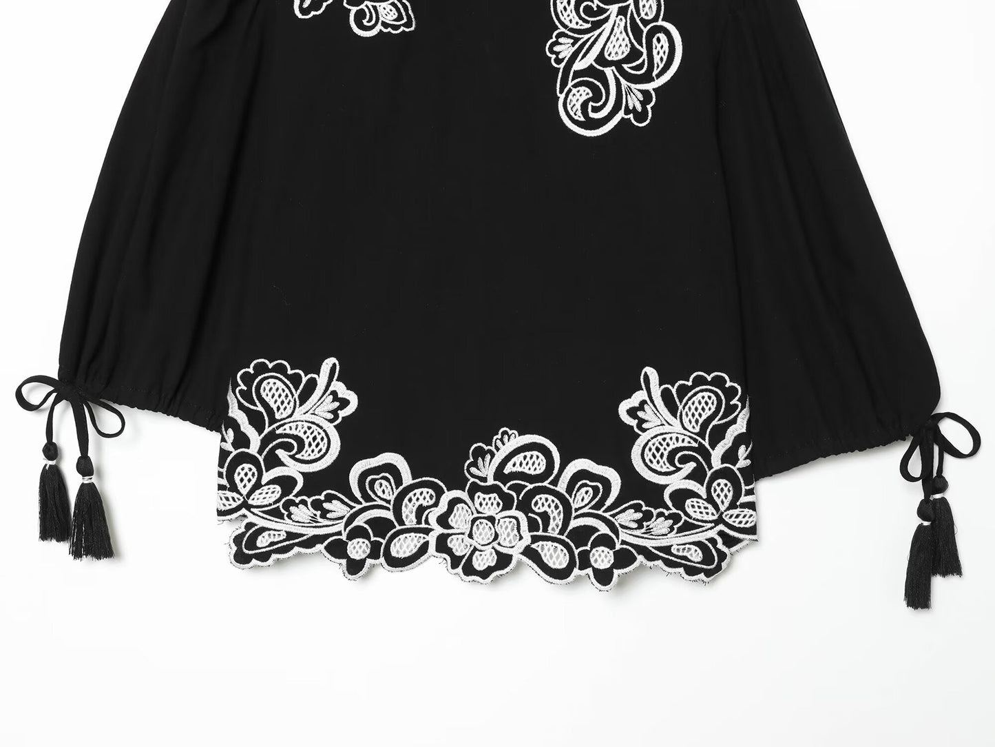Women's Bubble Sleeve Short Embroidered Shirt