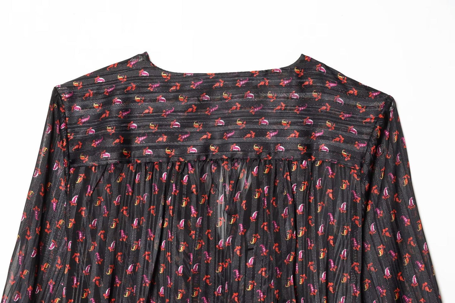 Women's knot decoration V-neck printed top