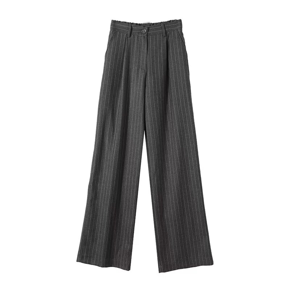 Women's casual versatile Fine striped wide leg pants