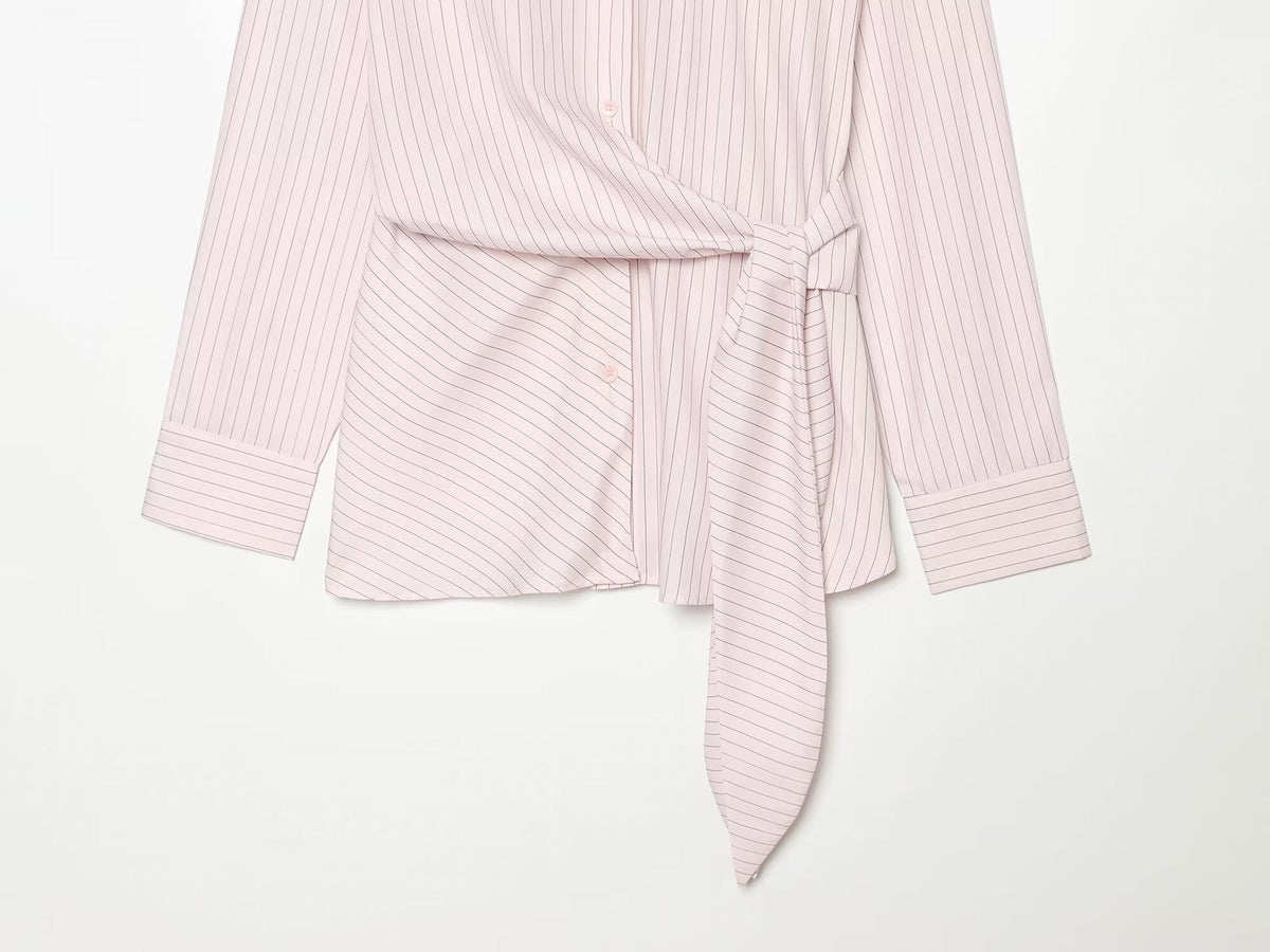 Women's Side Lace up decorative Striped Shirt