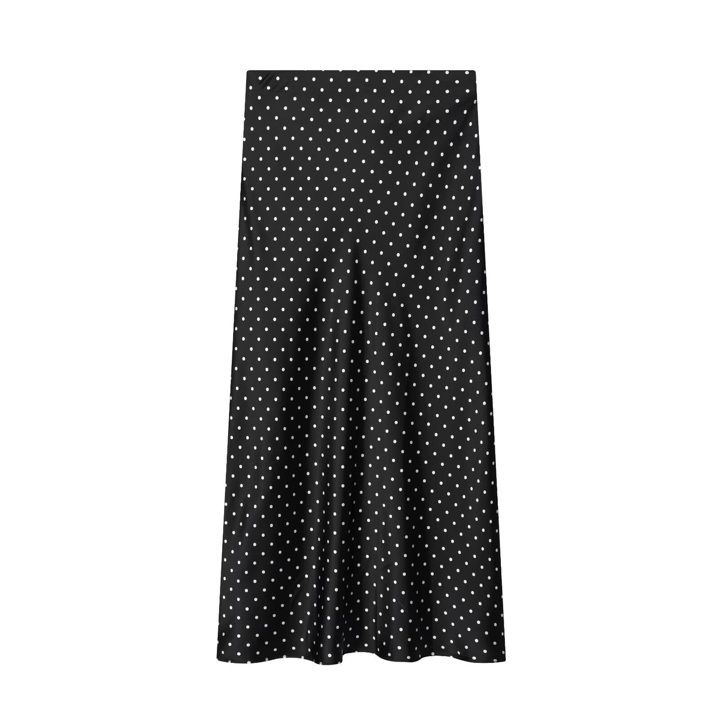 Women's polka dot satin texture MIDI skirt