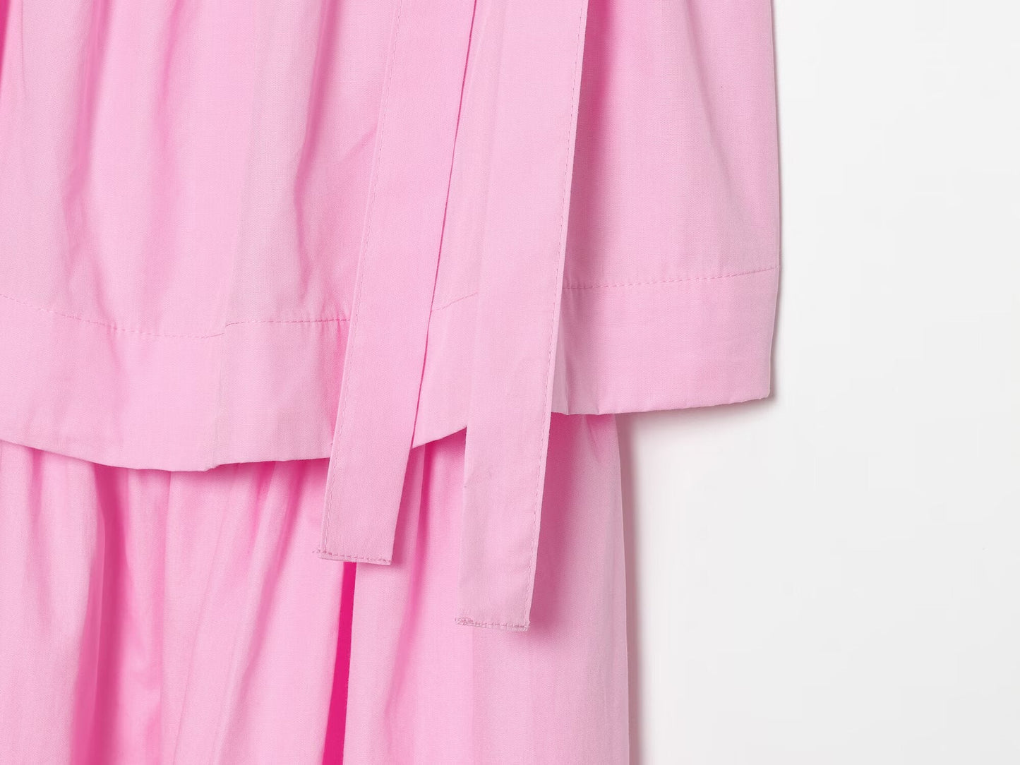 Women's bow decoration poplin MIDI dress