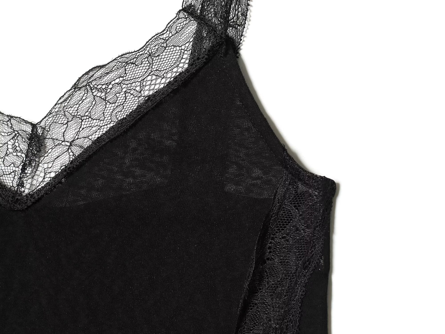 Women's lace asymmetrical cotton top