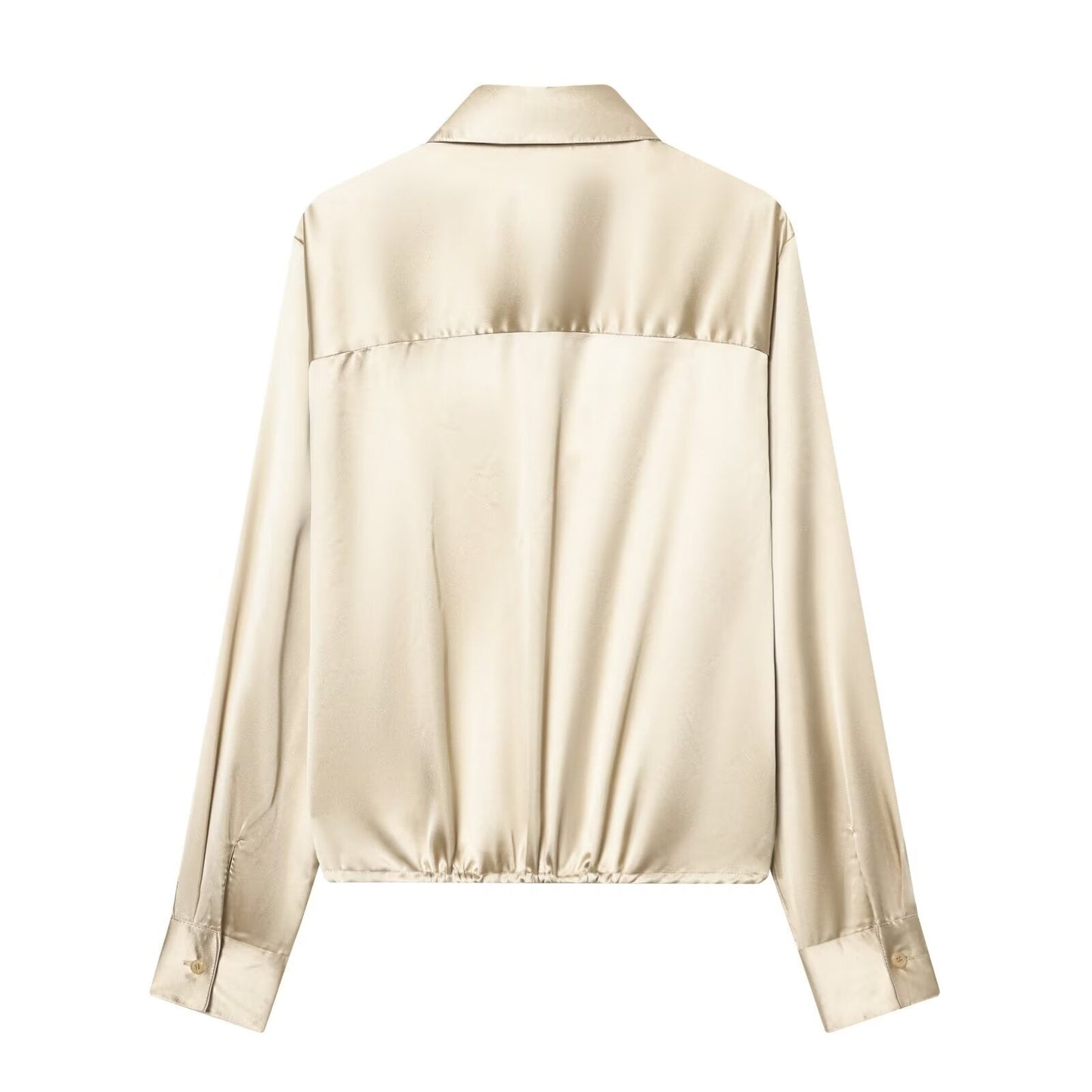 Women's with drawstring satin textured shirt