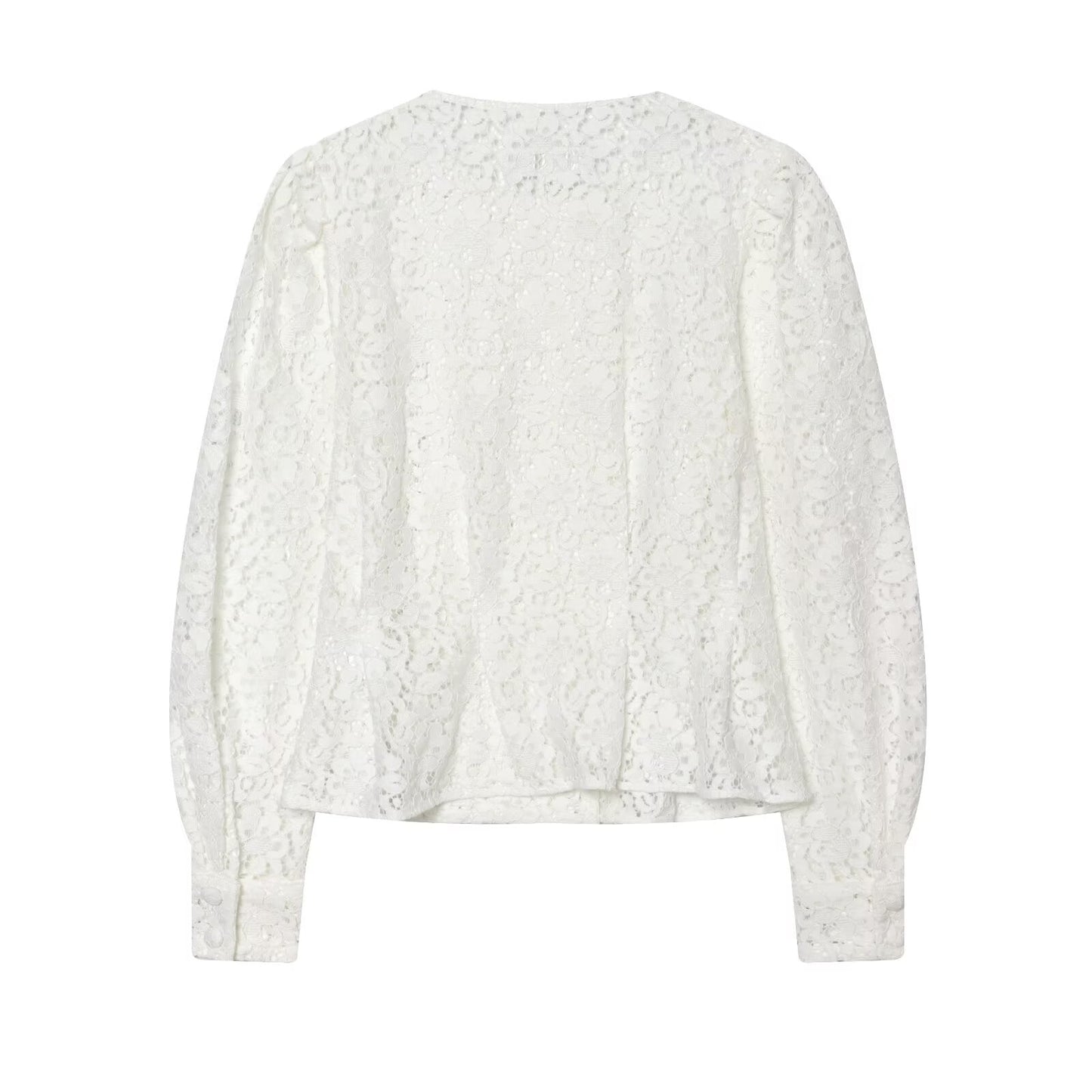 Women's lace O Neck double breasted Coat