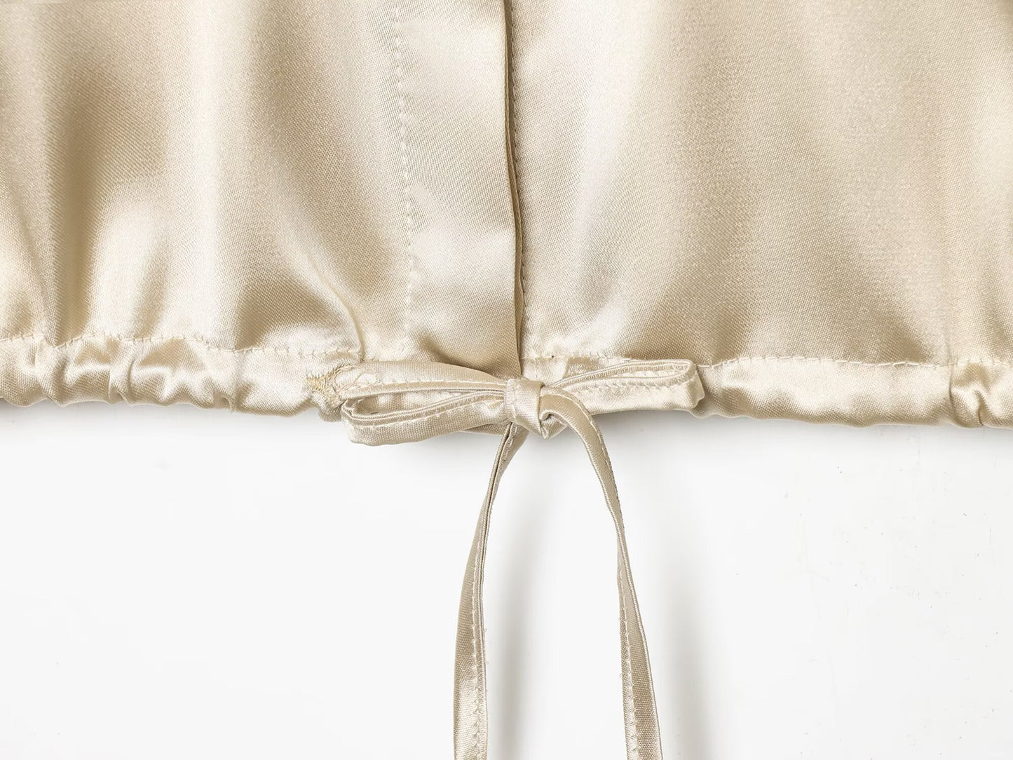 Women's with drawstring satin textured shirt