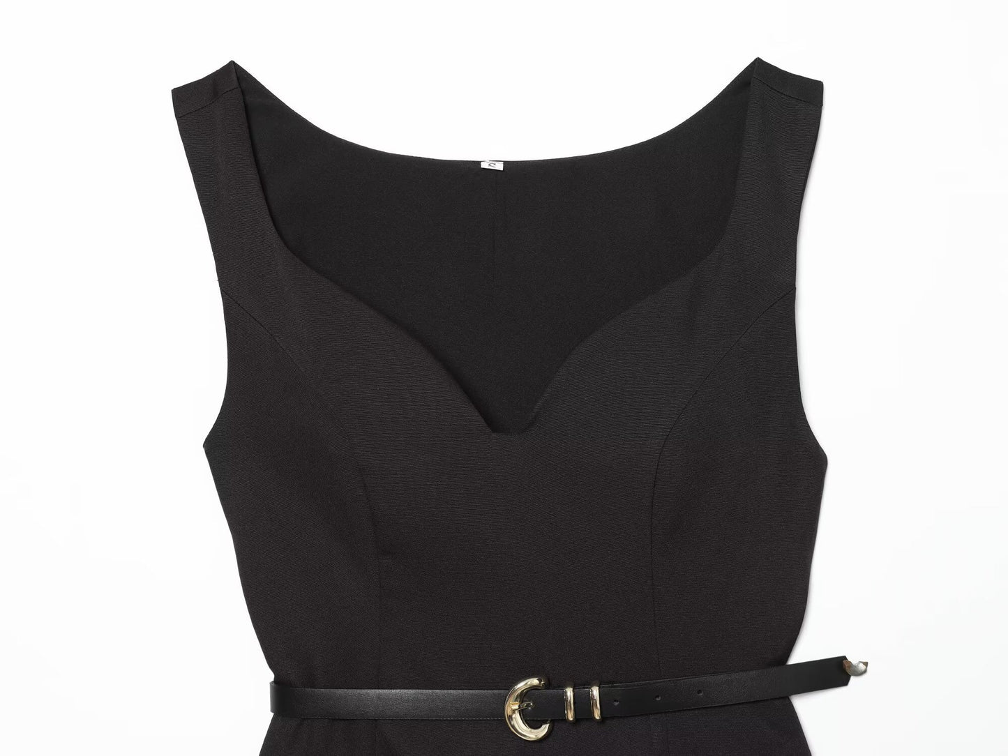 Women's With Belt Black Mini Dress