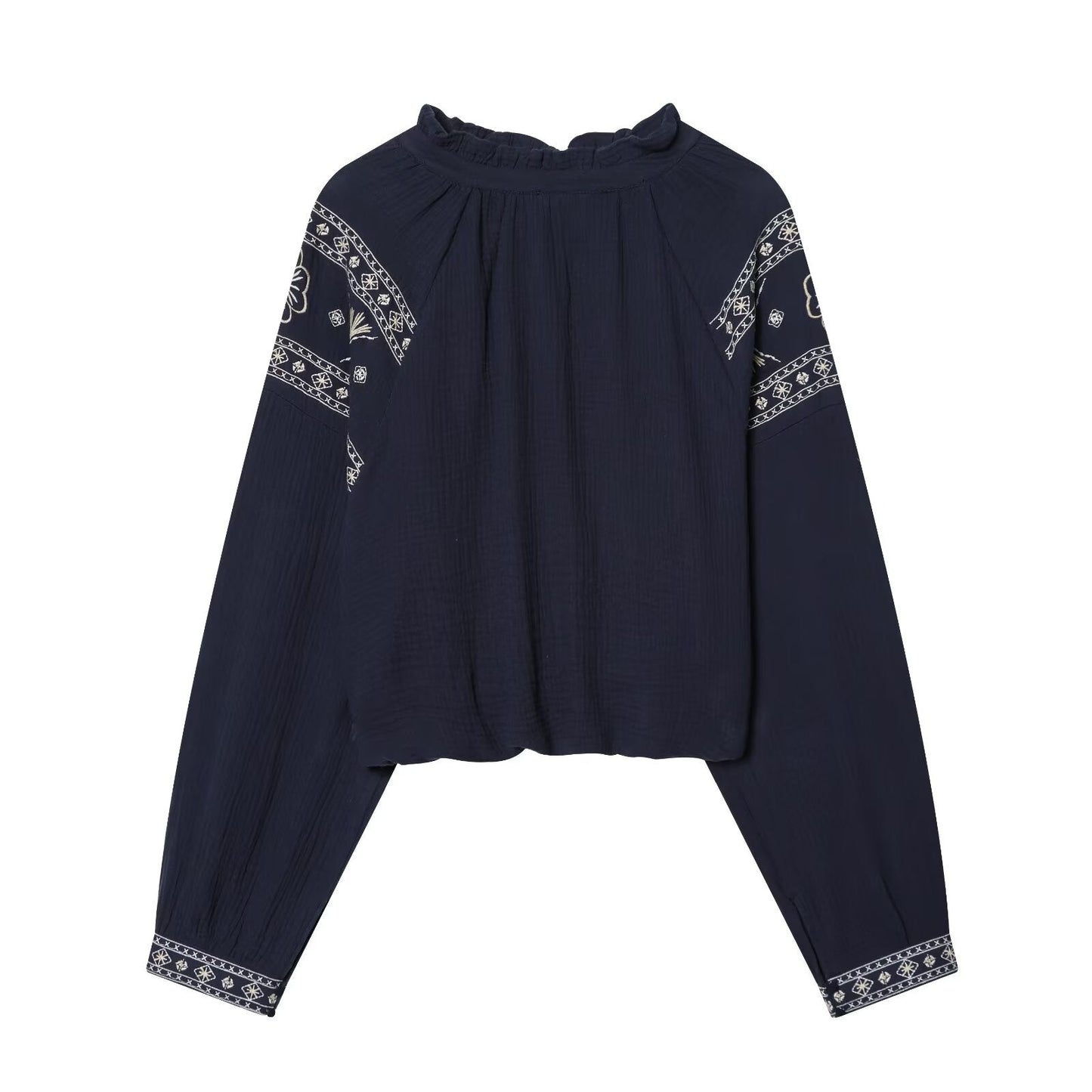 Women's embroidered decorative puffy shirt