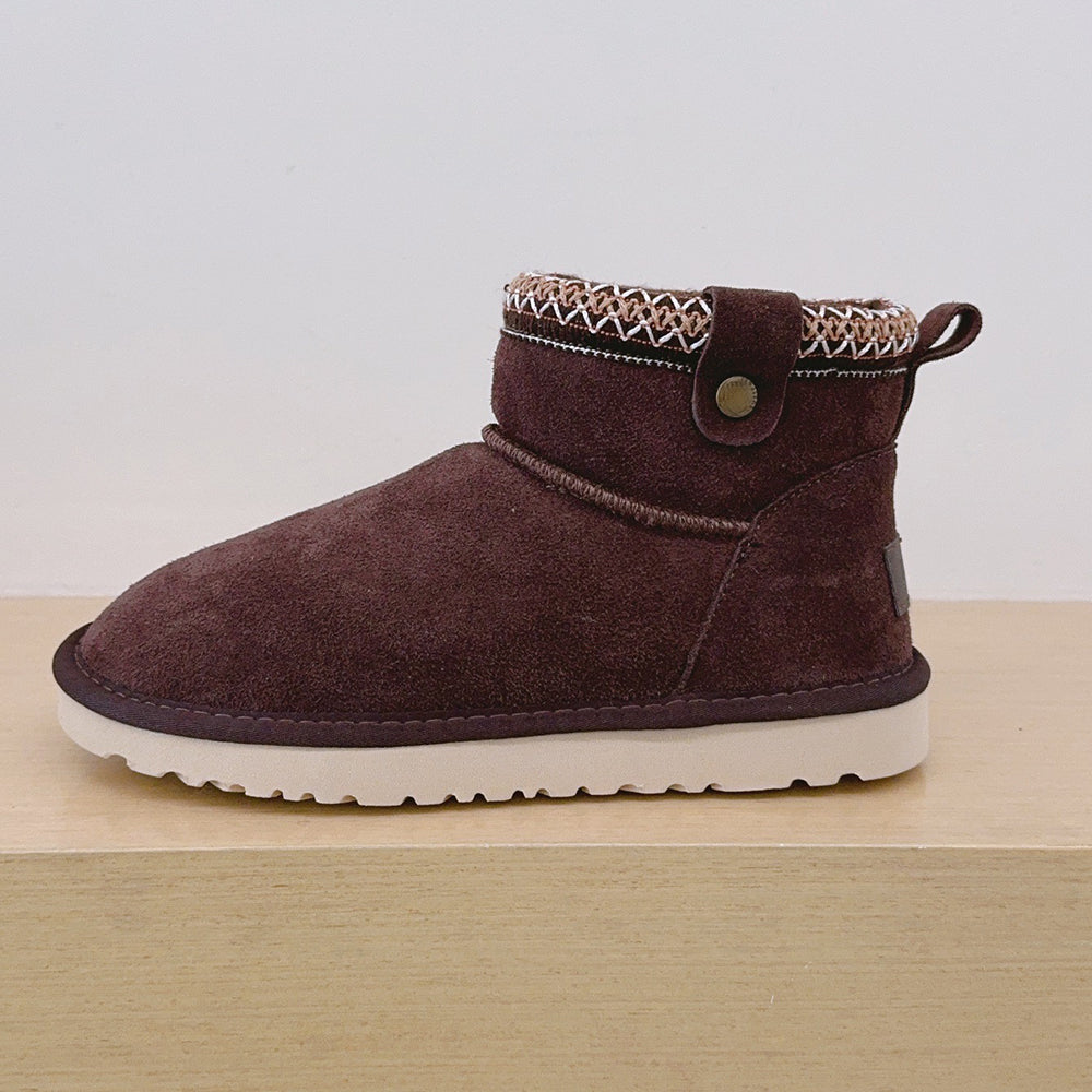 Women's new Joker lace design short snow boots