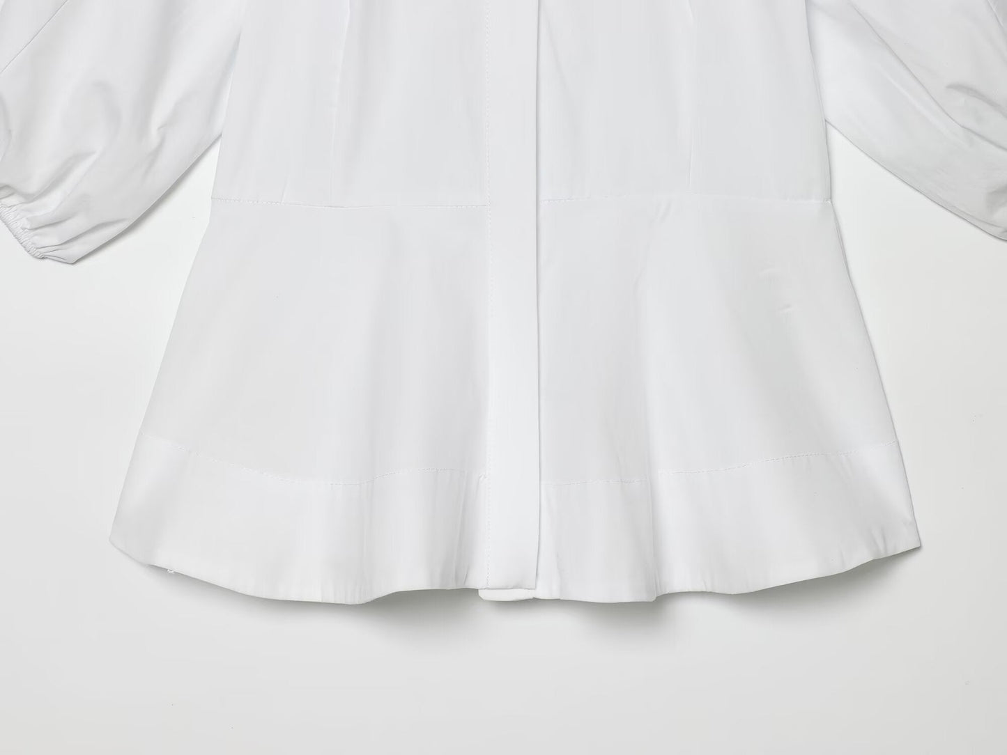 Women's skirt style hem bubble sleeve shirt